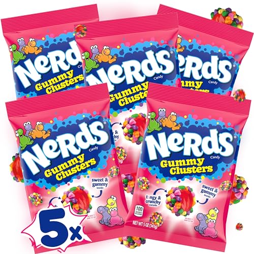 Nerds Gummy Clusters 141g XXL Packung - Amerikanische Süßigkeit, Original aus USA, Einzigartig und Lecker - Ideal zum Sparen (5x Packungen) von WASHYS