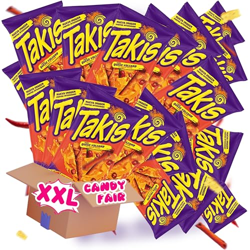 18x Takis Queso Volcano 92,3g je Packung - Käse Chilli Pepper Tortilla Chips als XXL SPAR BUNDLE BOX - Extrem Lecker! von WASHYS