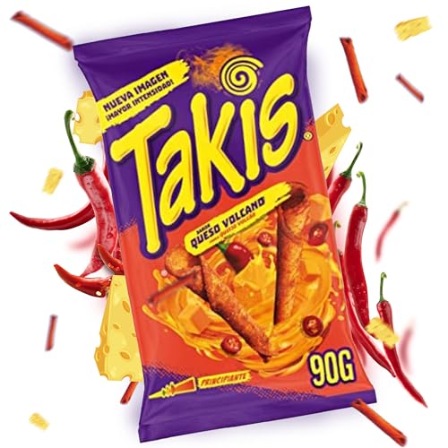 1x Takis Queso Volcano 92,3g Große Packung - Käse Chilli Pepper Tortilla Chips als XXL SPAR BUNDLE BOX - Extrem Lecker! von WASHYS