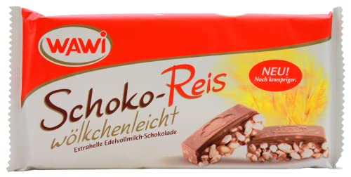 WAWI Schoko Reis Tafel in Edelvollmilch Schokolade, 8er Pack (8 x 200 g) von WAWI Schoko-Reis 200g