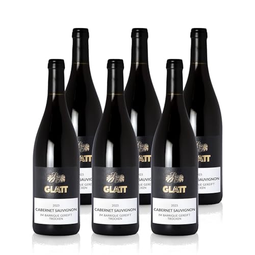 GLATT Cabernet Sauvignon Barrique trocken 2023 | Qualitätswein vom Kaiserstuhl/Baden, Deutschland | Samtig und Kräftig im Geschmack | Rotwein im Holzfass gereift (6x0,75l) von WBK Weinbau · Weinkontor Glatt