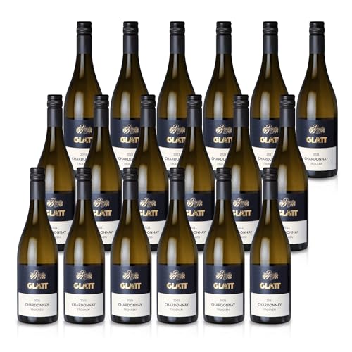 GLATT Chardonnay trocken 2021 | Qualitätswein vom Kaiserstuhl/Baden, Deutschland | Fruchtig-Pikant im Geschmack | Weißwein aus der Chardonnay-Traube (18x 0,75L) von WBK Weinbau · Weinkontor Glatt