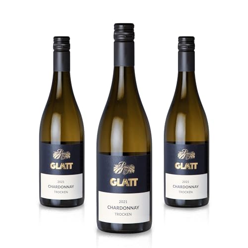 GLATT Chardonnay trocken 2021 | Qualitätswein vom Kaiserstuhl/Baden, Deutschland | Fruchtig-Pikant im Geschmack | Weißwein aus der Chardonnay-Traube (3x 0,75L) von WBK Weinbau · Weinkontor Glatt