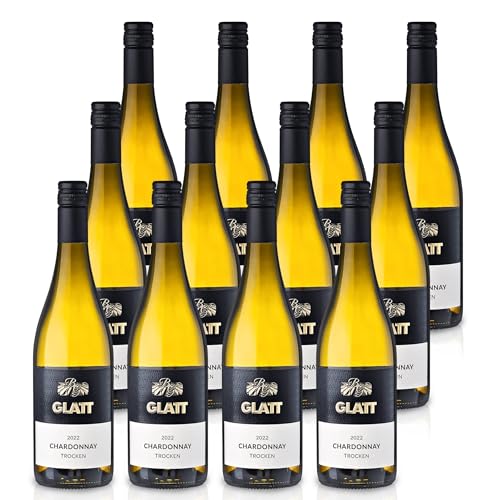 GLATT Chardonnay trocken 2022 | Qualitätswein vom Kaiserstuhl/Baden, Deutschland | Fruchtig-Pikant im Geschmack | Weißwein aus der Chardonnay-Traube (12x0,75l) von WBK Weinbau · Weinkontor Glatt