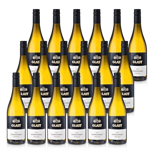 GLATT Chardonnay trocken 2022 | Qualitätswein vom Kaiserstuhl/Baden, Deutschland | Fruchtig-Pikant im Geschmack | Weißwein aus der Chardonnay-Traube (18x0,75l) von WBK Weinbau · Weinkontor Glatt