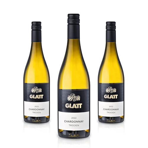 GLATT Chardonnay trocken 2022 | Qualitätswein vom Kaiserstuhl/Baden, Deutschland | Fruchtig-Pikant im Geschmack | Weißwein aus der Chardonnay-Traube (3x0,75l) von WBK Weinbau · Weinkontor Glatt