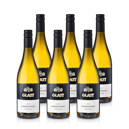 GLATT Chardonnay trocken 2022 | Qualitätswein vom Kaiserstuhl/Baden, Deutschland | Fruchtig-Pikant im Geschmack | Weißwein aus der Chardonnay-Traube (6x0,75l) von WBK Weinbau · Weinkontor Glatt