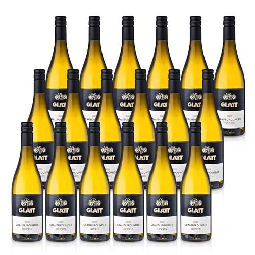 GLATT Grauburgunder trocken 2020 | Qualitätswein vom Kaiserstuhl/Baden, Deutschland | Leicht & Fruchtig im Geschmack | Weißwein aus der Pinot Gris-Traube (18x0,75l) von WBK Weinbau · Weinkontor Glatt