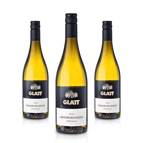 GLATT Grauburgunder trocken 2020 | Qualitätswein vom Kaiserstuhl/Baden, Deutschland | Leicht & Fruchtig im Geschmack | Weißwein aus der Pinot Gris-Traube (3x 0,75L) von WBK Weinbau · Weinkontor Glatt