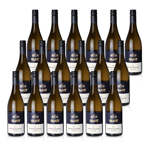 GLATT Grauburgunder trocken 2021 | Qualitätswein vom Kaiserstuhl/Baden, Deutschland | Leicht & Fruchtig im Geschmack | Weißwein aus der Pinot Gris-Traube (18x 0,75L) von WBK Weinbau · Weinkontor Glatt