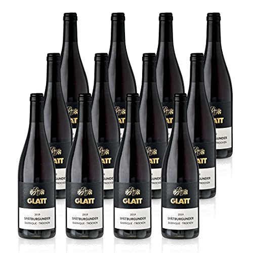 GLATT Spätburgunder Barrique 2019 trocken | Qualitätswein vom Kaiserstuhl/Baden, Deutschland | Samtig & Kräftig im Geschmack | Rotwein aus der Pinot Noir Traube (12x0,75l) von WBK Weinbau · Weinkontor Glatt