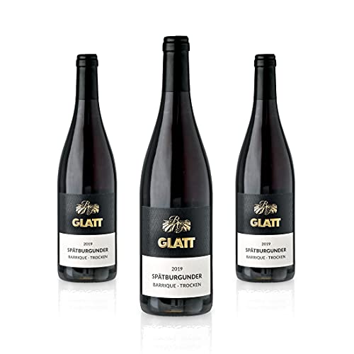 GLATT Spätburgunder Barrique 2019 trocken | Qualitätswein vom Kaiserstuhl/Baden, Deutschland | Samtig & Kräftig im Geschmack | Rotwein aus der Pinot Noir Traube (3x0,75l) von WBK Weinbau · Weinkontor Glatt