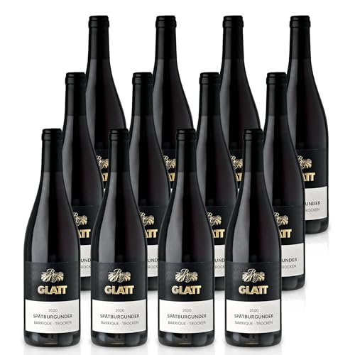 GLATT Spätburgunder Barrique trocken 2020 | Qualitätswein vom Kaiserstuhl/Baden, Deutschland | Samtig und Kräftig im Geschmack | Rotwein aus der Pinot Noir-Traube (12x0,75l) von WBK Weinbau · Weinkontor Glatt