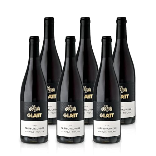 GLATT Spätburgunder Barrique trocken 2020 | Qualitätswein vom Kaiserstuhl/Baden, Deutschland | Samtig und Kräftig im Geschmack | Rotwein aus der Pinot Noir-Traube (6x0,75l) von WBK Weinbau · Weinkontor Glatt