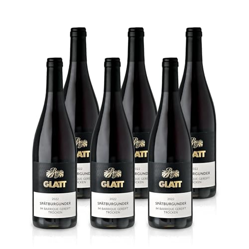 GLATT Spätburgunder Barrique trocken 2022 | Qualitätswein vom Kaiserstuhl/Baden, Deutschland | Samtig und Kräftig im Geschmack | Rotwein aus der Pinot Noir-Traube (6x0,75l) von WBK Weinbau · Weinkontor Glatt