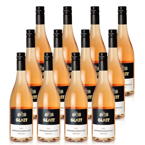 GLATT Spätburgunder Roséwein 2022 trocken | Qualitätswein vom Kaiserstuhl/Baden, Deutschland | Fruchtig & Spritzig im Geschmack | Rosé aus der Pinot Noir Traube (12x0,75l) von WBK Weinbau · Weinkontor Glatt