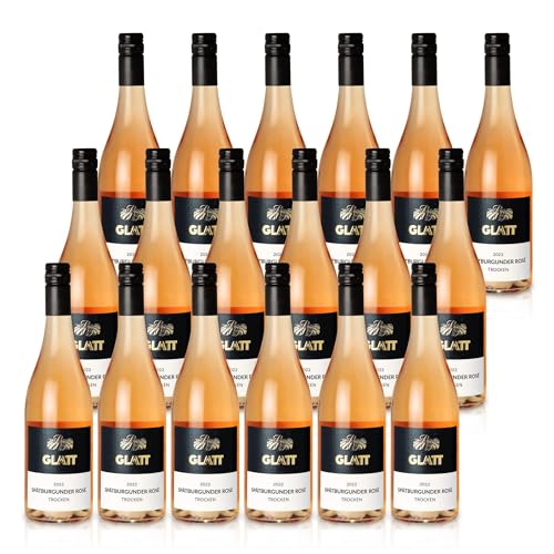 GLATT Spätburgunder Roséwein 2022 trocken | Qualitätswein vom Kaiserstuhl/Baden, Deutschland | Fruchtig & Spritzig im Geschmack | Rosé aus der Pinot Noir Traube (18x0,75l) von WBK Weinbau · Weinkontor Glatt