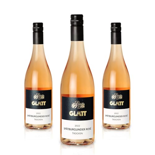 GLATT Spätburgunder Roséwein 2022 trocken | Qualitätswein vom Kaiserstuhl/Baden, Deutschland | Fruchtig & Spritzig im Geschmack | Rosé aus der Pinot Noir Traube (3x0,75l) von WBK Weinbau · Weinkontor Glatt