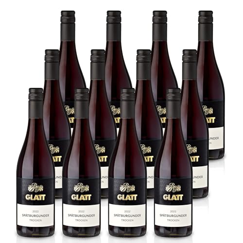 GLATT Spätburgunder Rotwein trocken 2022 | Qualitätswein vom Kaiserstuhl/Baden, Deutschland | Samtig und Kräftig im Geschmack | Rotwein aus der Pinot Noir-Traube (12x0,75l) von WBK Weinbau · Weinkontor Glatt