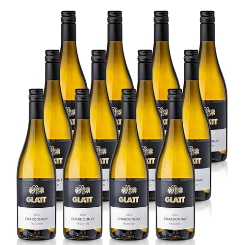 GLATT Chardonnay trocken 2023 | Quali tswein vom Kaiserstuhl/Baden, Deutschland | Fruchtig-Pikant im Geschmack | Weisswein aus der Chardonnay-Traube (12x0,75l) von WBK Weinbau Weinkontor Glatt