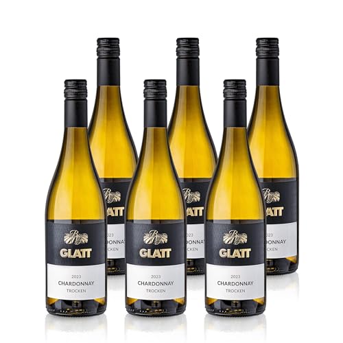 GLATT Chardonnay trocken 2023 | Quali tswein vom Kaiserstuhl/Baden, Deutschland | Fruchtig-Pikant im Geschmack | Weisswein aus der Chardonnay-Traube (6x0,75l) von WBK Weinbau Weinkontor Glatt