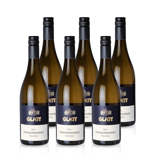 GLATT Grauburgunder trocken 2021 | Qualitätswein vom Kaiserstuhl/Baden, Deutschland | Leicht & Fruchtig im Geschmack | Weißwein aus der Pinot Gris-Traube (6x 0,75L) von WBK Weinbau · Weinkontor Glatt