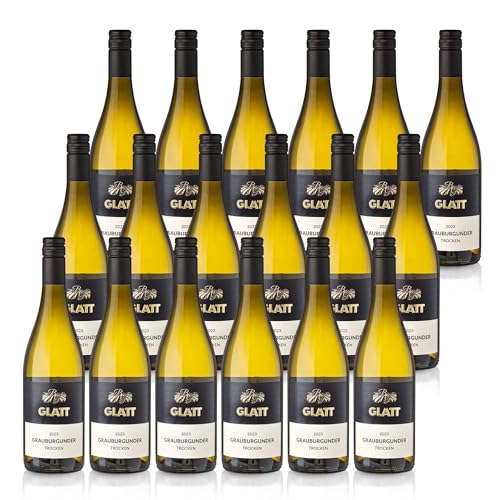 GLATT Grauburgunder trocken 2023 | Qualit tswein vom Kaiserstuhl/Baden, Deutschland | Leicht & Fruchtig im Geschmack | Weißwein aus der Pinot Gris-Traube (18x0,75l) von WBK Weinbau Weinkontor Glatt