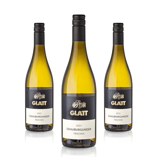 GLATT Grauburgunder trocken 2023 | Qualit tswein vom Kaiserstuhl/Baden, Deutschland | Leicht & Fruchtig im Geschmack | Weißwein aus der Pinot Gris-Traube (3x0,75l) von WBK Weinbau Weinkontor Glatt