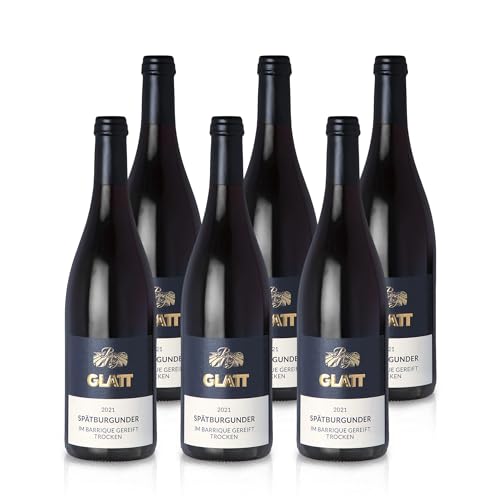 GLATT Spätburgunder Barrique trocken 2021 | Qualitätswein vom Kaiserstuhl/Baden, Deutschland | Samtig und Kräftig im Geschmack | Rotwein aus der Pinot Noir-Traube (6x 0,75L) von WBK Weinbau · Weinkontor Glatt