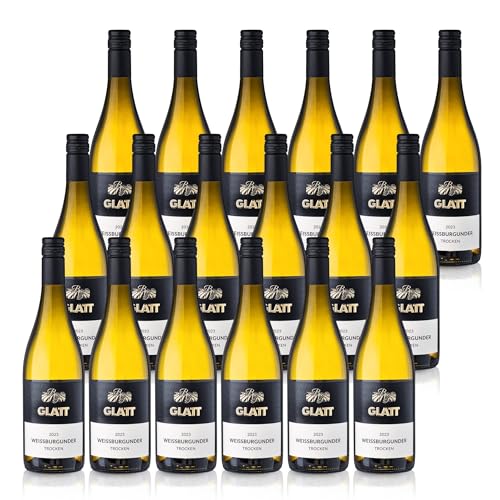 GLATT Weißburgunder trocken 2023 | Qualit tswein vom Kaiserstuhl/Baden, Deutschland | Fruchtig und zart im Geschmack | Weißwein aus der Pinot Blanc-Traube (18x0,75l) von WBK Weinbau Weinkontor Glatt