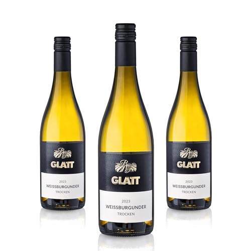 GLATT Weißburgunder trocken 2023 | Qualit tswein vom Kaiserstuhl/Baden, Deutschland | Fruchtig und zart im Geschmack | Weißwein aus der Pinot Blanc-Traube (3xo,75l) von WBK Weinbau Weinkontor Glatt