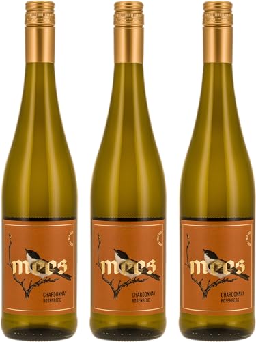 WEINGUT MEES | Chardonnay 2021, Weisswein trocken, 3 x 0,75l Kreuznacher Rosenberg - Nahe | hochwertiger prämierter Weiss-Wein | Weißwein-Set aus Deutschland | Paket 100% Chardonnay (3) von WEINGUT MEES