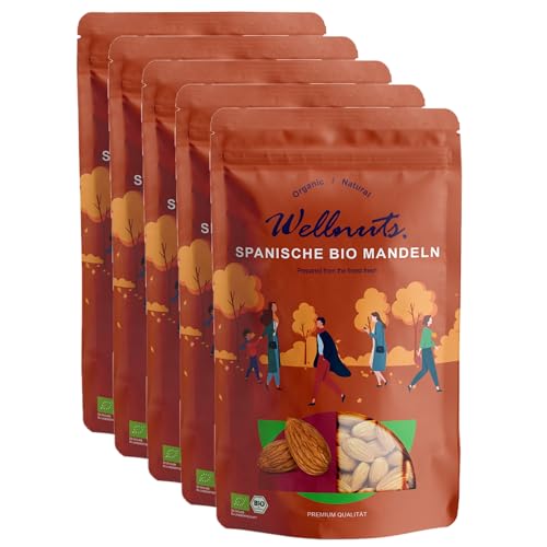 Wellnuts Spanische Bio Mandeln naturbelassen 5x 250g von WELLNUTS
