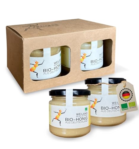 Blütenhonig 2 x 250g aus Deutschland, naturbelassener Honig, im Honigglas, nicht erhitzt, Geschenkset, Geschenk Set, Probierset aus nachhaltiger Bienenhaltung von WESMA