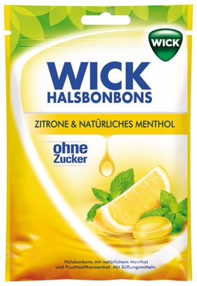 Wick Naturplus Zitrone & Natürliches Menthol, Halsbonbons ohne Zucker - 72gr - 2x von WICK