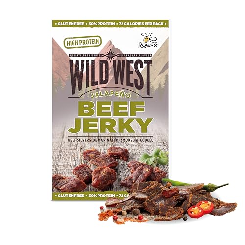Wild West Beef Jerky, 25g Jalapeno Rindfleisch, Beef Jerky high Protein Trockenfleisch, Protein Snack von WILD WEST