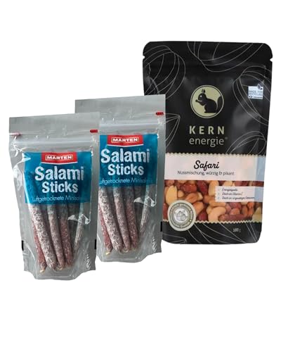 Marten Salami Sticks (2x100gr.) + Safari Nussmischung KernEnergie 180gr Flowpack von WORLD OF GOURMET WORLDOFGOURMET.DE