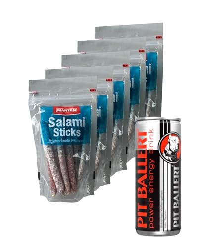 Marten Salami Sticks (5x100gr.) + 1x Pit Ballert Power Energy Drink Gratis von WORLD OF GOURMET WORLDOFGOURMET.DE