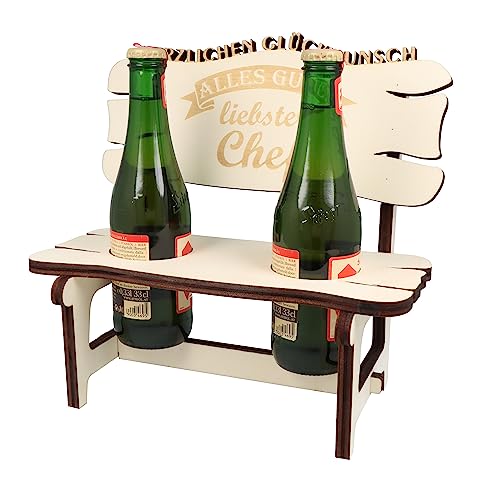 XXL Echtholz Bierbank mit Gravur Liebster Chef|Holzbank für 2 Bierflaschen|Hochzeitsgeschenk für Brautpaar|Geschenke Paare|Geschenk für Pärchen|Geburtstag|Jubiläum|Proseccobank von WORTGEFECHTE