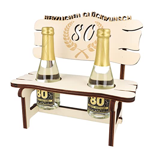 XXL Echtholz Proseccobank mit Gravur 80|Holzbank mit 2 Proseccoflaschen| Hochzeitsgeschenk für Brautpaar|Trinkspruch |Geschenke Paare|Geschenk für Pärchen|Geburtstag|Jubiläum Proseccobank von WORTGEFECHTE