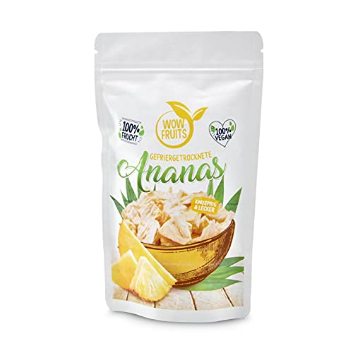 WOW FRUITS ANANAS (gefriergetrocknet) 100 % Frucht, vegan, glutenfrei, laktosefrei (Packung 25g) von WOW FRUITS