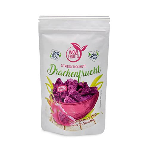 WOW FRUITS DRACHENFRUCHT (gefriergetrocknet) 100% Frucht, vegan, glutenfrei, laktosefrei (Packung 25g) von WOW FRUITS