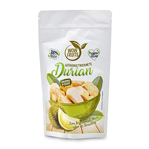 WOW FRUITS DURIAN (gefriergetrocknet) 100% Frucht, vegan, glutenfrei, laktosefrei (Packung 25g) von WOW FRUITS