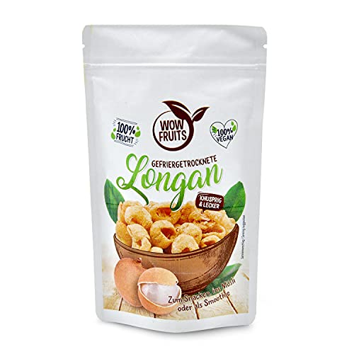 WOW FRUITS LONGAN (gefriergetrocknet) 100 % Frucht, vegan, glutenfrei, laktosefrei (Packung 25g) von WOW FRUITS