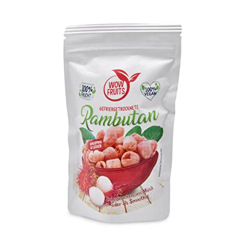 WOW FRUITS RAMBUTAN (gefriergetrocknet) 100% Frucht, vegan, glutenfrei, laktosefrei (Packung 25g) von WOW FRUITS