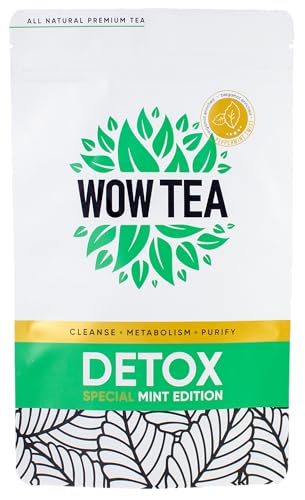 WOW TEA Minz-Detox-Tee, Tiefenreinigung des Körpers mit Pfefferminze und Bergamotte, 21-Tage-Programm, Schlankheits- und Antioxidantien-Formel, 150g von WOW TEA