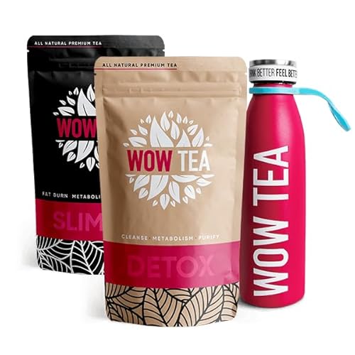 WOW TEA: BioFit Aktiv-Box - SlimFit, Detox Tee und Thermoskanne – Rosa, 150 g von WOW TEA