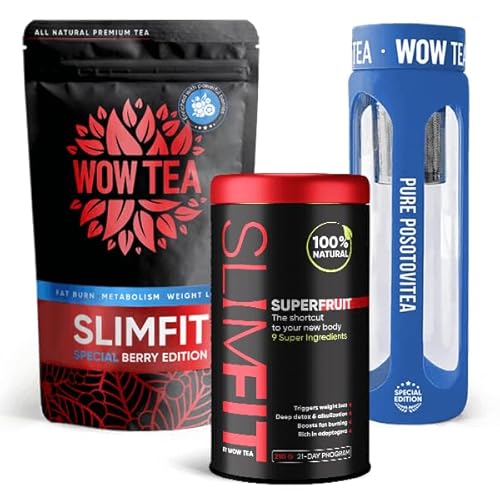 WOW TEA: Doppelbeere Slim Pack - Berry Slimfit Tee, Slimfit SuperFruit und Teeflasche – Blau von WOW TEA