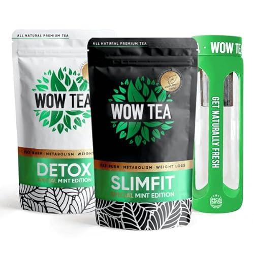 WOW TEA: Happy Belly Box - Minze SlimFit Tee, Minze Entgiftungstee und Teeflasche - Grün von WOW TEA