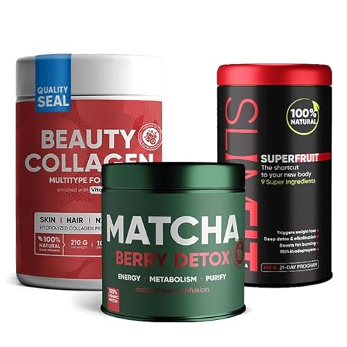 WOW TEA: Premium Matcha Beeren Entgiftungstee, Beauty Complex Multi-Collagen und SlimFit SuperFruit von WOW TEA